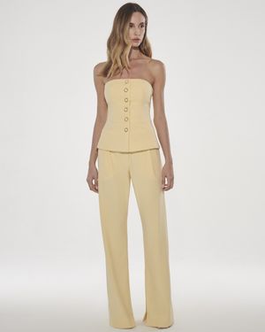Conjunto Top Sem Alças Abotoamento e Calça Wide