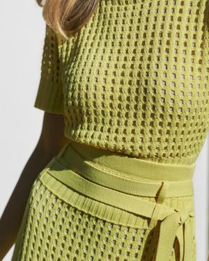 Conjunto Tricot Saia Midi e Blusa Manga Curta