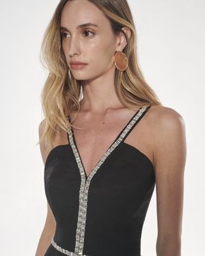 Vestido Mini Detalhe Bordado de Strass