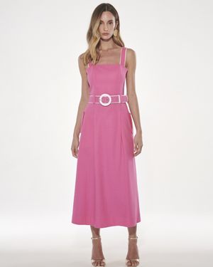 Vestido Midi sem Alças com Bolsos Laterais