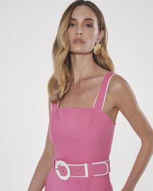Vestido Midi sem Alças com Bolsos Laterais