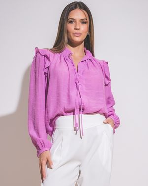 Blusa Manga Longa Puff Babados