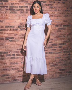 Vestido Midi Manga Puff