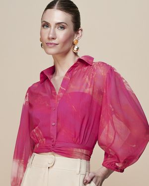 Blusa Manga 3/4 Estampa Marmorizada