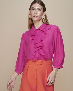 Camisa Manga Longa com Babados