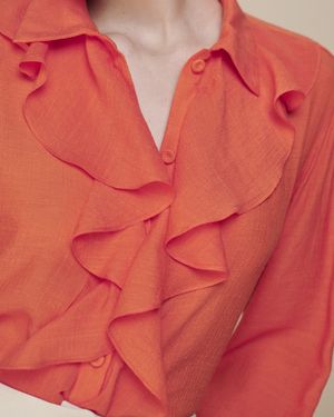 Camisa Manga Longa com Babados