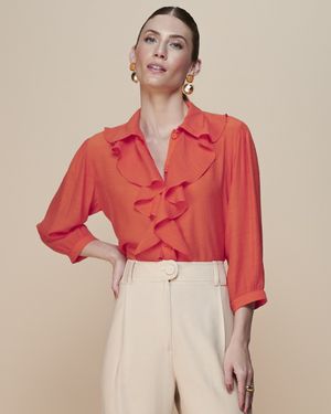 Camisa Manga Longa com Babados