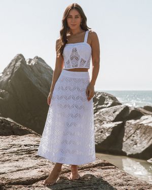 Conjunto de Laise Top e Saia Midi Lady Like