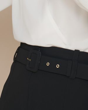 Saia Mini Cós Duplo Detalhe Cinto