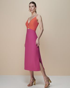 Vestido Midi Bicolor