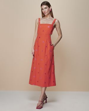 Vestido Linho Bordado