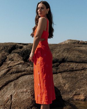 Vestido Linho Bordado