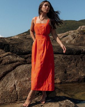 Vestido Linho Bordado