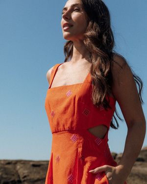 Vestido Linho Bordado