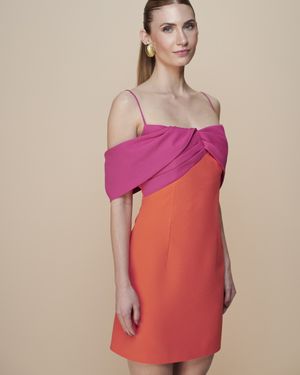 Vestido Mini Bicolor Ombro a Ombro