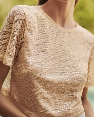 Blusa Cropped de Tule e Paetê