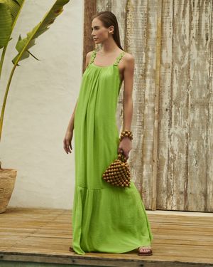 Vestido Maxi com Detalhe Aplicações