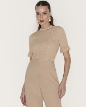 Blusa Manga Curta Peplum Lurex