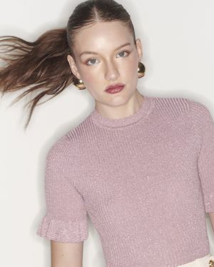Blusa Manga Curta Peplum Lurex
