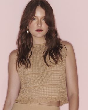 Conjunto Top Tricot e Saia Midi Recortes