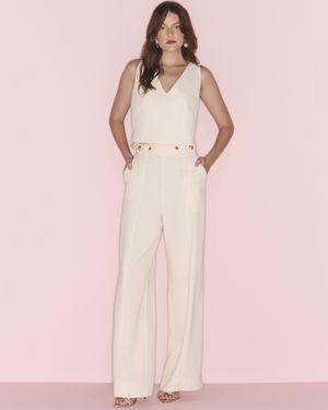 Calça Wide Leg com Botões