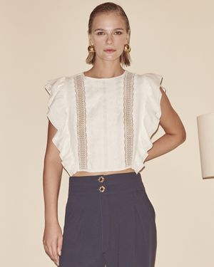 Blusa Babados com Recortes de Renda