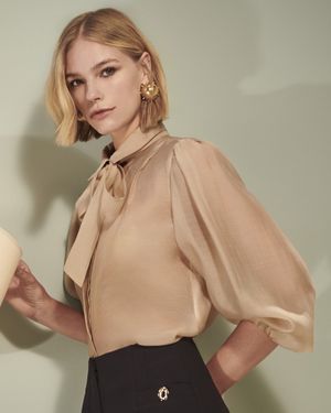 Camisa Manga Longa Gola Foulard