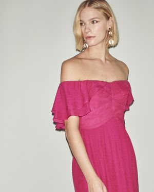 Vestido Longuete com Babados Sobrepostos