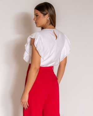 Blusa Babados com Recortes de Renda