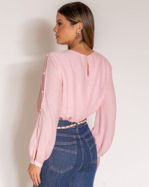 Blusa Manga Longa com Abotoamento