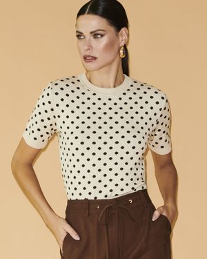 Blusa Manga Curta Jacquard Poá