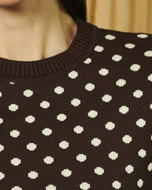 Blusa Manga Curta Jacquard Poá
