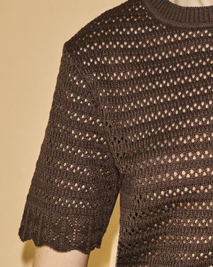 Conjunto Top Manga Curta e Saia Midi Tricot