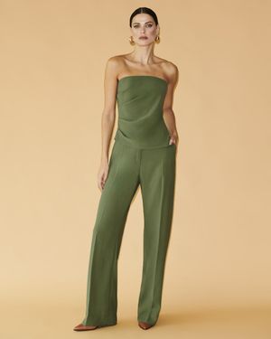 Conjunto Top sem Alças Assimetrico e Calça Pantalona