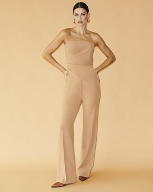 Conjunto Top sem Alças Assimetrico e Calça Pantalona