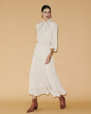 Vestido Poá Longuete Manga 7/8