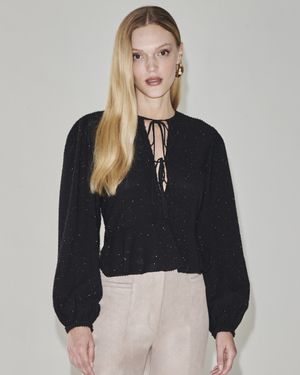 Blusa Manga Longa Decote Amarração