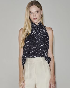 Blusa Poá Cava Raglan com Gola Foulard
