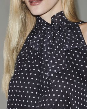 Blusa Poá Cava Raglan com Gola Foulard