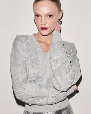 Sweater Tricot Decote V Tramas