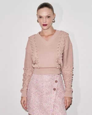 Sweater Tricot Decote V Tramas