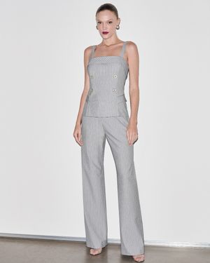 Conjunto Listrado Top Alça e Calça Pantalona