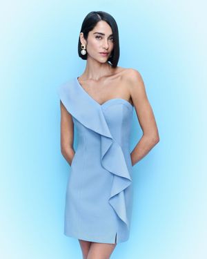 VESTIDO MINI UM OMBRO SÓ BABADO