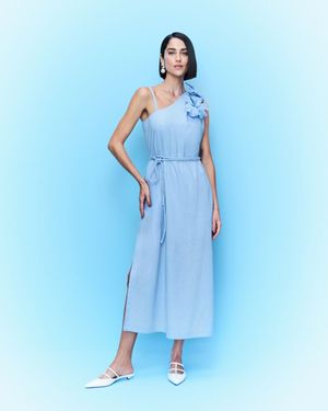 VESTIDO LONGUETE DETALHE FLOR