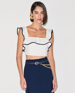 TOP BABADOS COM DETALHE BICOLOR