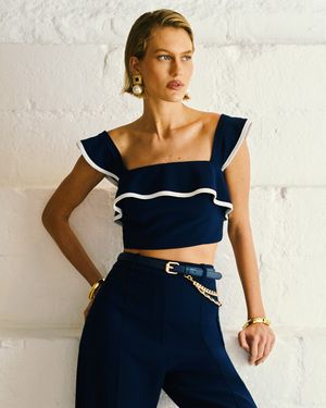 TOP BABADOS COM DETALHE BICOLOR