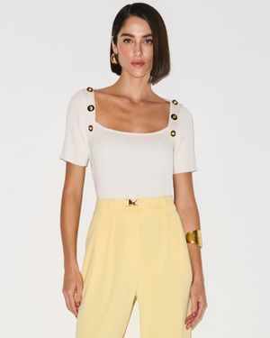 BLUSA MANGA CURTA DECOTE COM BOTÕES