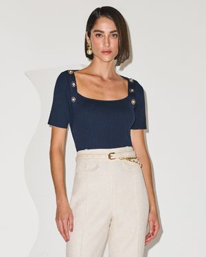 BLUSA MANGA CURTA DECOTE COM BOTÕES