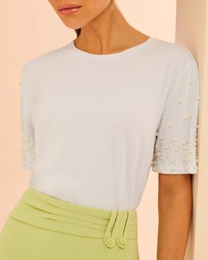 T - SHIRT APLICAÇÃO PÉROLAS