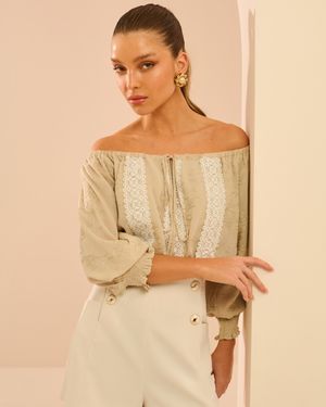 BLUSA OMBRO A OMBRO COM ENTREMEIOS